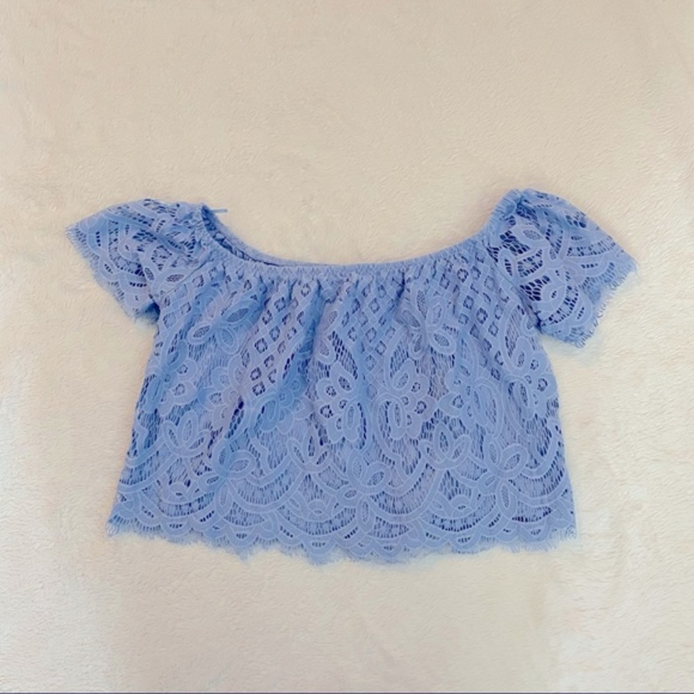 Express Lace Off the Shoulder Crop Top